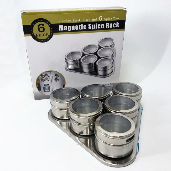 Набір ємностей для спецій MAG-745 з підставкою на магнітах, баночки для спецій 6 шт.