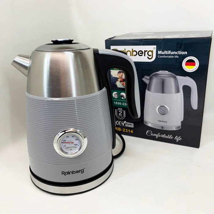 Чайник електричний із датчиком температури Rainberg RB-2314 2200Вт 1.7л Gray