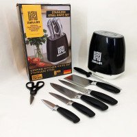 Набір ножів із нержавіючої сталі з основою Rainberg RB-2330 Black