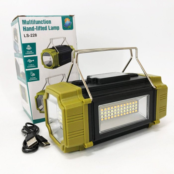 Ліхтар переносний LS-228-LED WHITE+RED+BLUE+YELLOW, Ліхтар для кемпінгу з вбудованим зарядним пристроєм