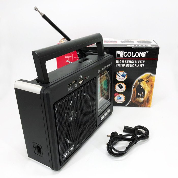 Портативний радіоприймач GOLON RX-99/3920 акумуляторний FM/AM/SW з відтворенням USB/MicroSD