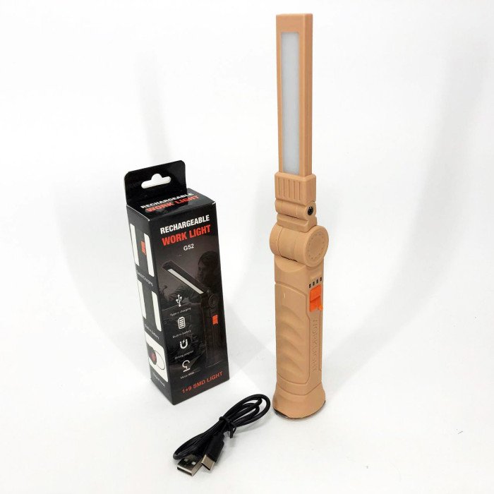 Ліхтар поворотний Worklight G52-LED+COB з магнітом та гаком, Кемпінговий складаний ліхтар