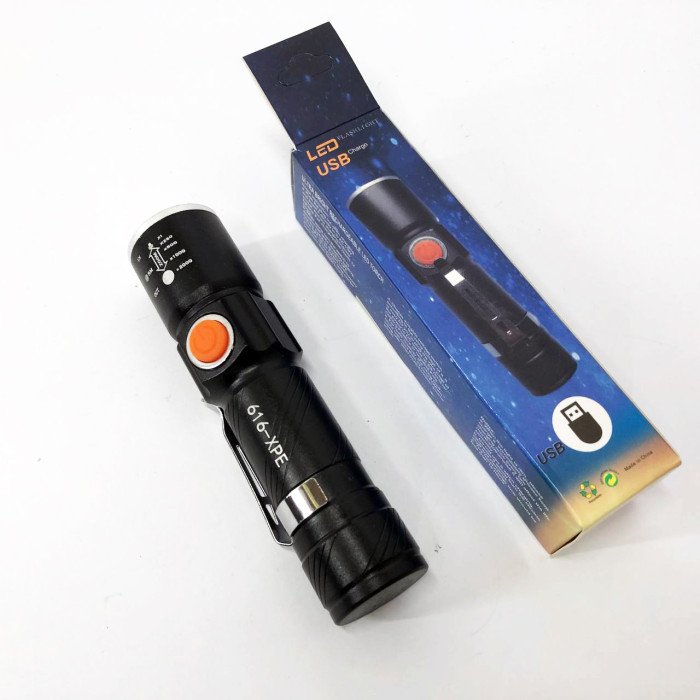 Кишеньковий ліхтарик Police 616-XPE, Портативний світлодіодний ліхтар із зарядкою, Алюмінієвий ліхтар