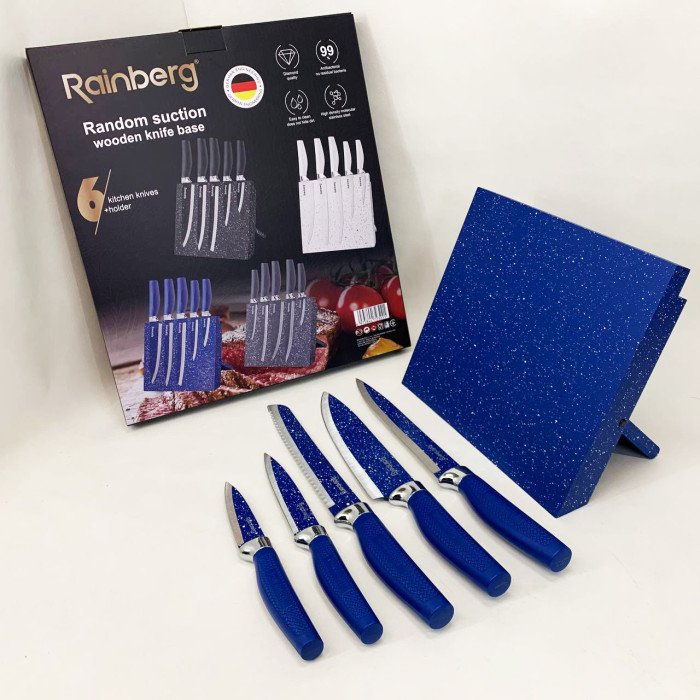 Набір ножів Rainberg RB-2322 з нержавіючої сталі з магнітною основою Blue