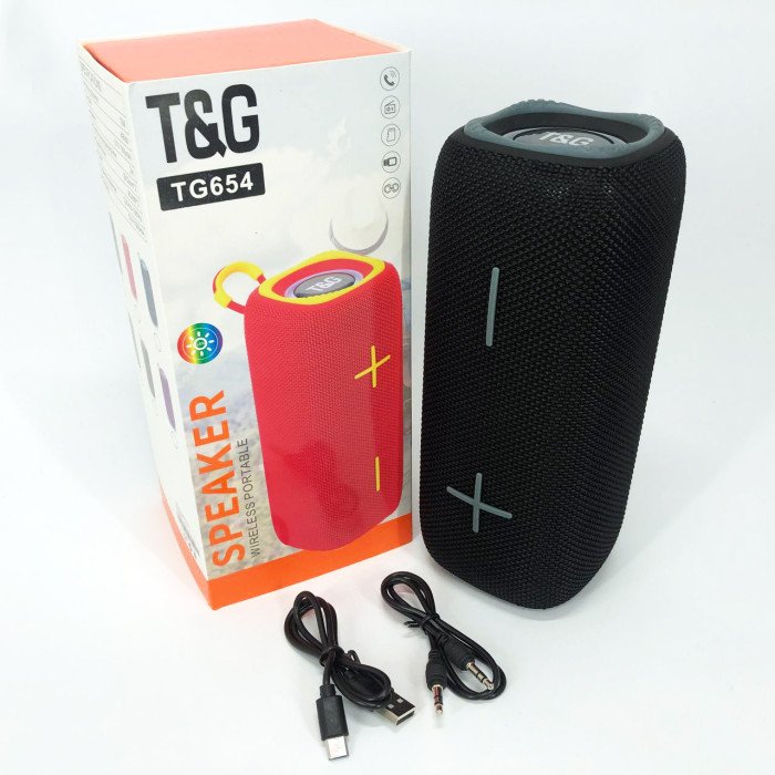 Портативна Bluetooth колонка TG654 8W з підсвічуванням, акумуляторна колонка для музики. Колір: чорний