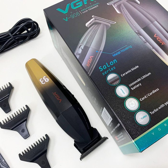 Машинка для стрижки волосся VGR V-906 тример для окантовки та стрижки бороди. Колір: жовтий