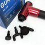 Акумуляторний масажер Fascial Gun KH-320 портативний ручний ударний м'язовий пістолет 4 насадки червоний