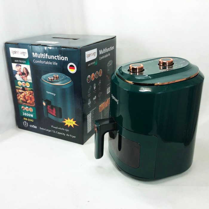 Аерофрітюрниця для дому з таймером Rainberg RB-2242 на 6 л безмасляна фритюрниця 3800 Вт. Колір: зелений