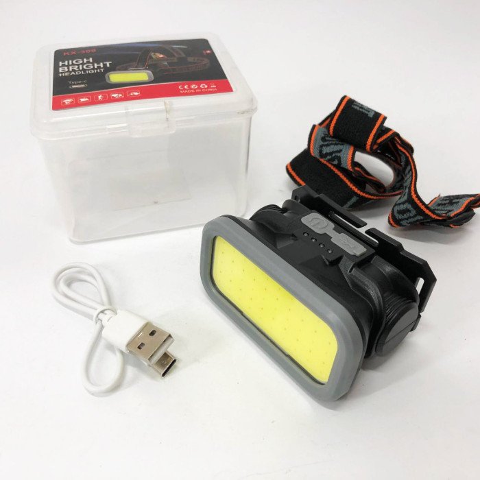 Ліхтар налобний YM-309-COB(white+red), Ліхтар з різними режимами роботи, Надпотужний ліхтар налобний