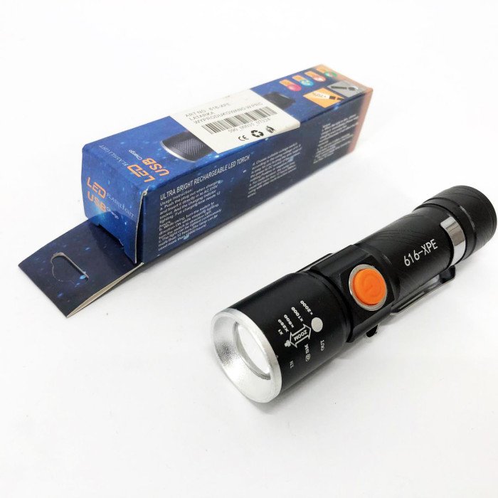 Кишеньковий ліхтарик Police 616-XPE, Портативний світлодіодний ліхтар із зарядкою, Алюмінієвий ліхтар