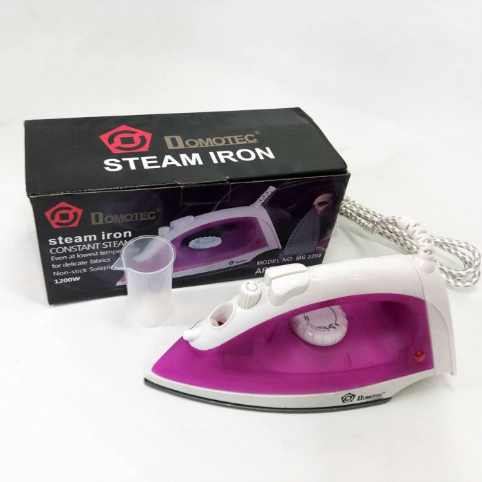 Парова праска з тефлоновим покриттям DOMOTEC MS-2208 1200 Вт, праска для одягу від мережі. Колір: фіолетовий
