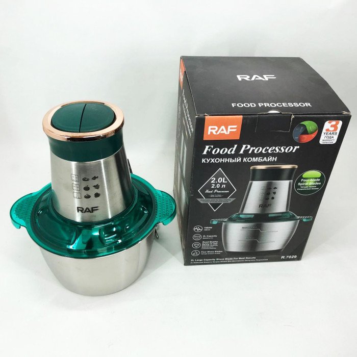 Кухонний комбайн RAF R.7029 електричний блендер м'ясорубка подрібнювач 1000 Вт 2л, Потужний блендер