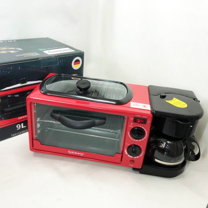 Електрична піч для сніданку 3в1 Rainberg RB-2286R 3800 Вт (піч, кавоварка, поверхня для смаження)