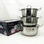Набір каструль із нержавіючої сталі UNIQUE UN-5071 6 предметів, Каструлі з прозорими кришками