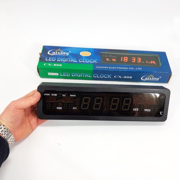 Електронний годинник Caixing СХ-808, Цифровий настільний годинник квадратний, LED Лід годинник настільний