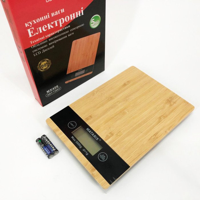 Ваги кухонні MATARIX MX-406 5кг Wood, Кухонні ваги для приготування страв, Ваги для домашньої кухні