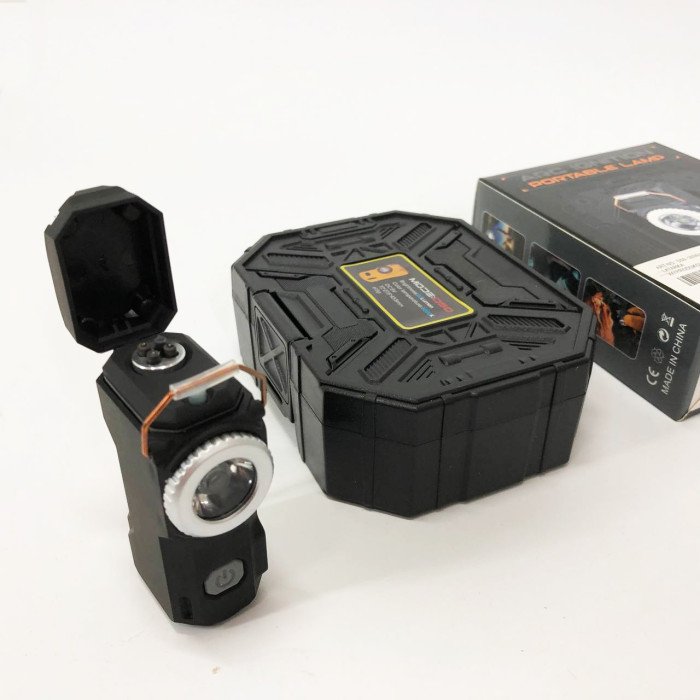 Багатофункціональний армійський ліхтар D50-SMD - індикація заряду, запальничка. Колір: чорний