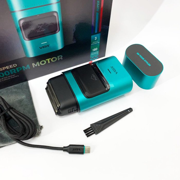 Електробритва-шейвер для бороди та обличчя VGR V-307 GREEN металевий корпус