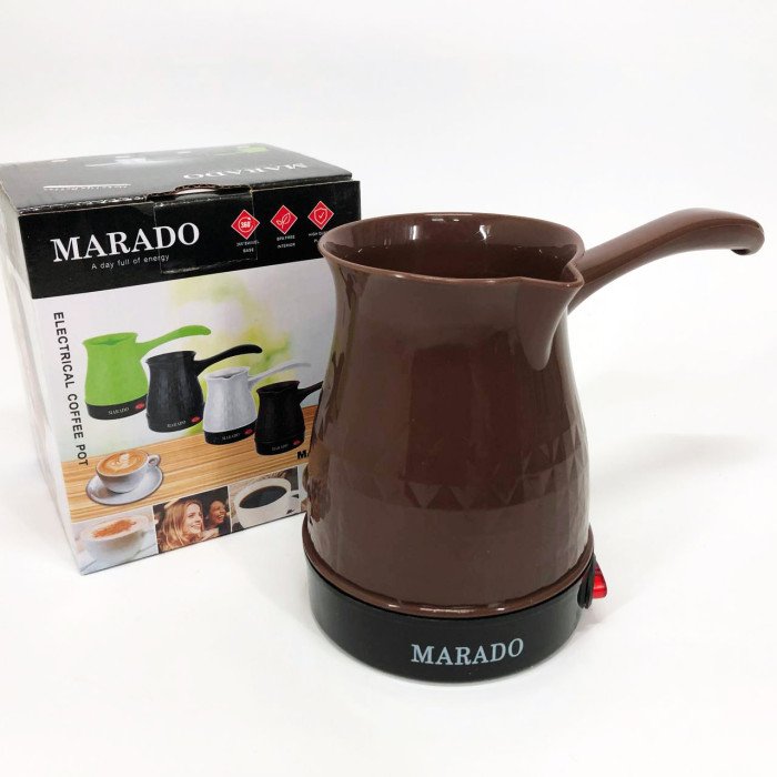 Електрична турка для кави Marado MA-1625, Побутова турка, Бюджетна турка. Колір: коричневий