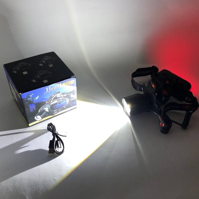 Ліхтар налобний PLD-T115-2PM10-TG(white+green), Потужний ліхтарик світлодіодний на голову, для бігу