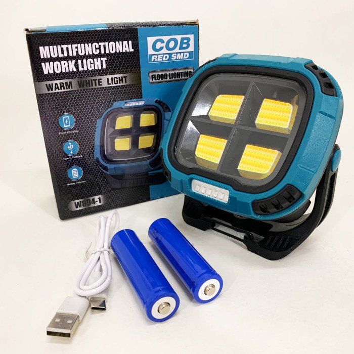 Ліхтар кемпінг W894-1-4COB(White+Yellow)+5SMD(Red) Power bank