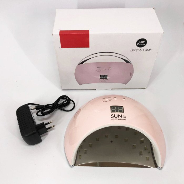 Ультрафіолетова лампа для Манікюру UV LAMP Sun 6, Світлодіодна сушарка для гель лаку. Колір: рожевий