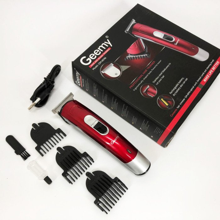 Машинка для стрижки волосся Gemei GM-6046, Машинка для стрижки волосся та гоління. Колір: червоний