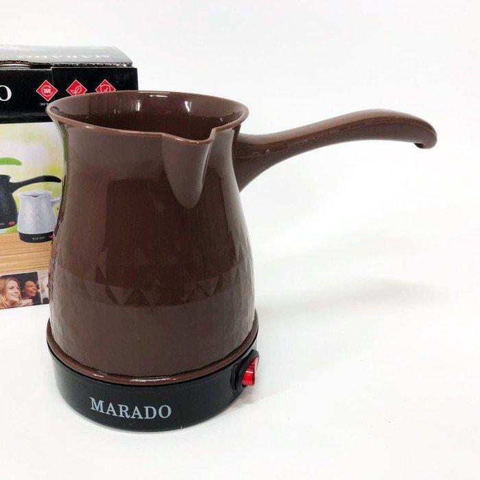Електрична турка для кави Marado MA-1625, Побутова турка, Бюджетна турка. Колір: коричневий