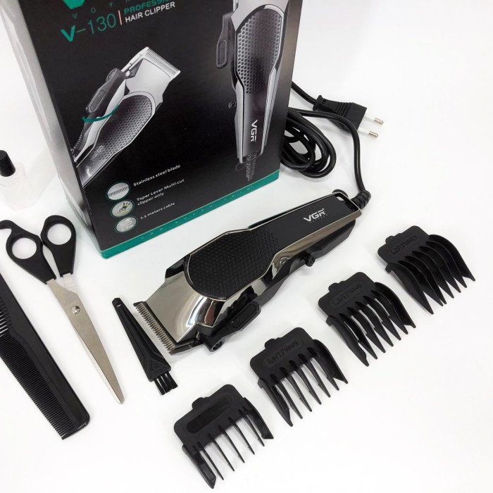 Машинка для стрижки VGR V-130 провідна професійна з насадками для окантовки триммер для волосся