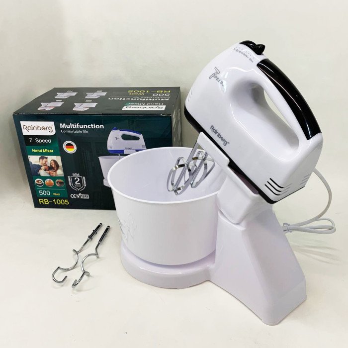 Міксер 7 швидкостей із чашею 2 л Rainberg RB-1005 500Вт Black