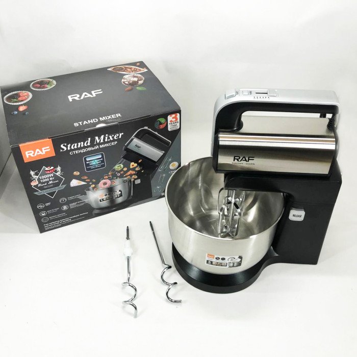 Стаціонарний міксер ручний RAF R.6652 із металевою чашею 3.5 л 1000 Вт