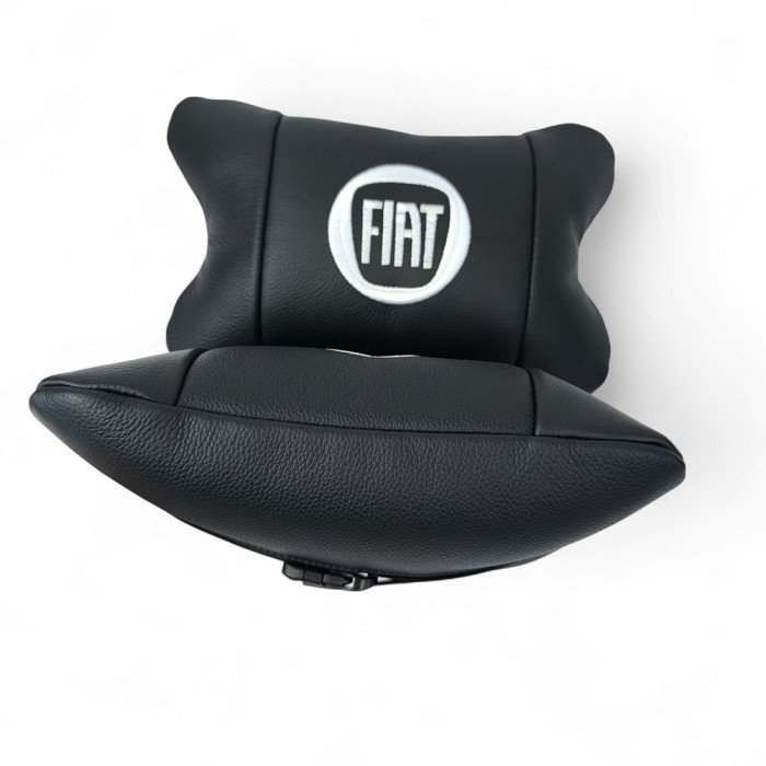 Набір подушок Fiat з натуральної шкіри + вишивка логотипу та шкіряний брелок у подарунок