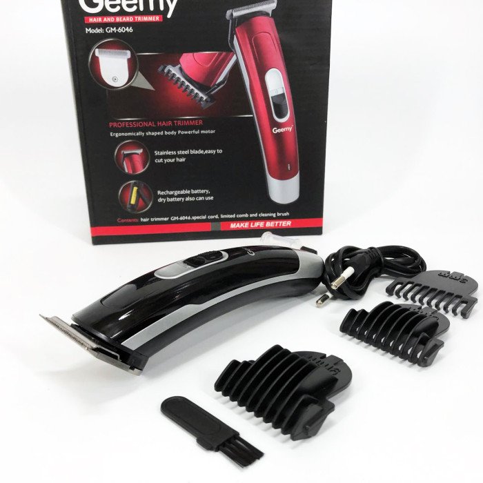 Машинка для стрижки волосся Gemei GM-6046, Практична машинка для стрижки волосся. Колір: чорний