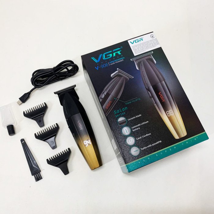Машинка для стрижки волосся VGR V-906 тример для окантовки та стрижки бороди. Колір: жовтий