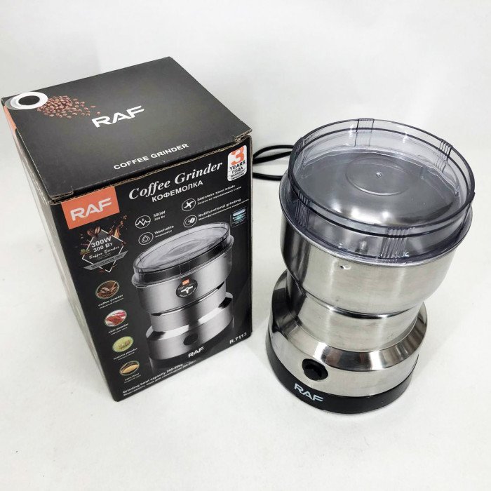Кавомолка RAF R-7113 потужна роторна, електричний подрібнювач, з нержавіючої сталі 150 Вт