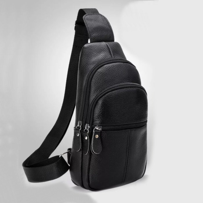 Стильна чоловіча шкіряна сумка через плече, натуральна шкіра флотар, якісна фурнітура