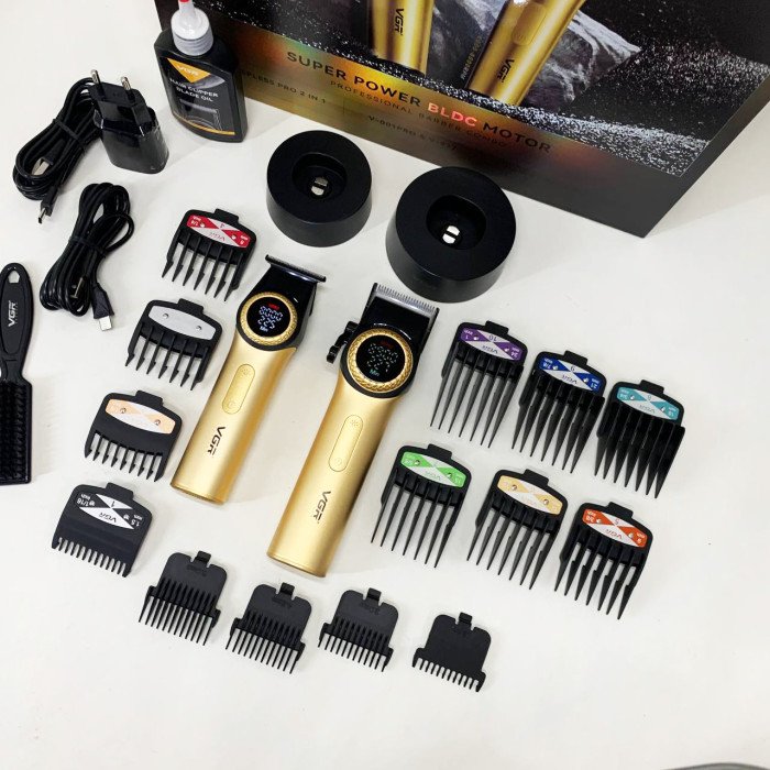 Набір VGR 2 в 1 V-001 V-977 GOLD, акумуляторна машинка для стрижки та триммер. Колір: золотий