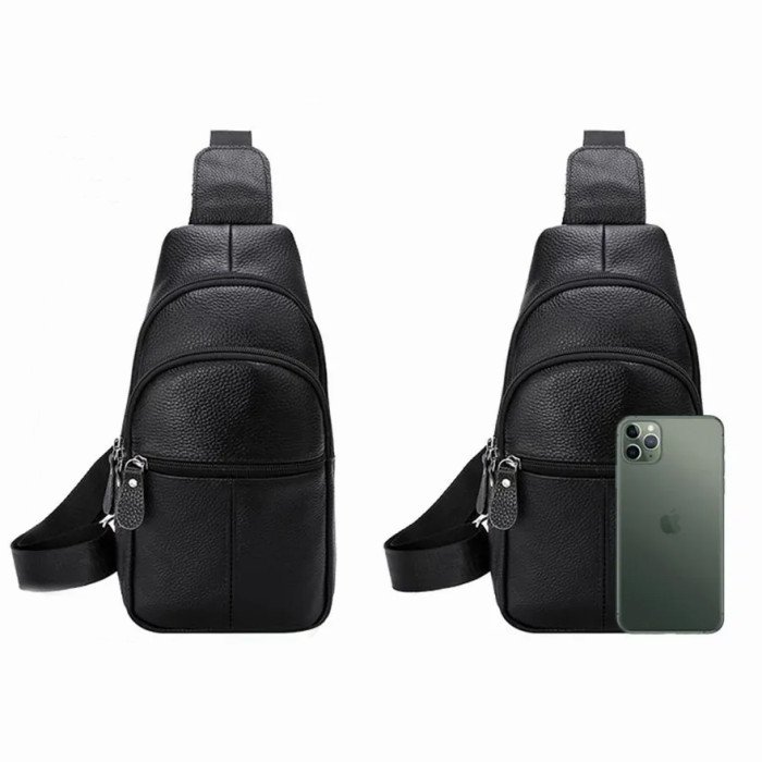 Стильна чоловіча шкіряна сумка через плече, натуральна шкіра флотар, якісна фурнітура