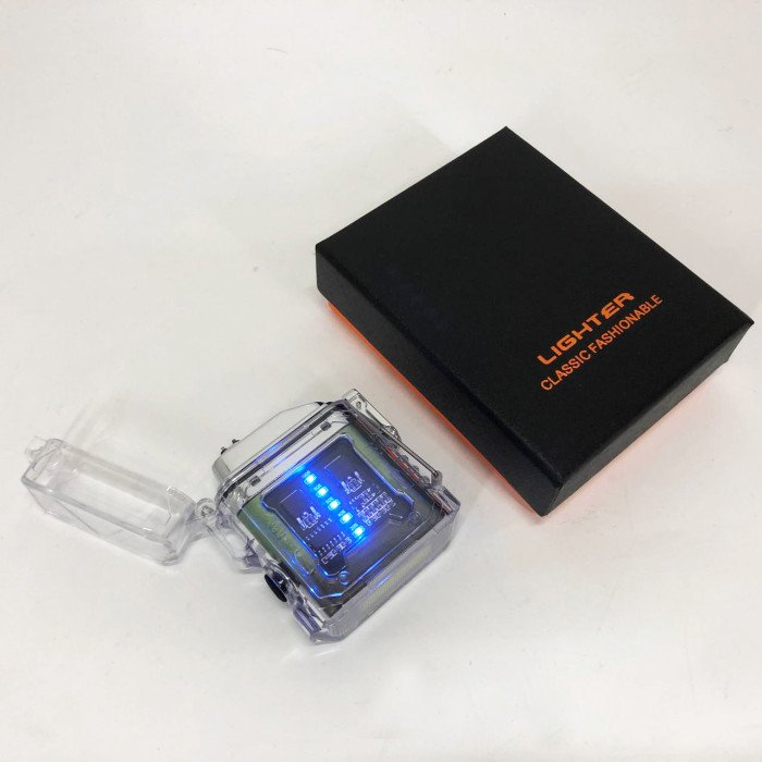 Дугова електроімпульсна запальничка із ліхтариком водонепроникна HL-517, вітрозахисна. Колір: зелений