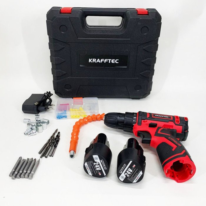 Акумуляторний шуруповерт із насадками KRAFFTEC 24V