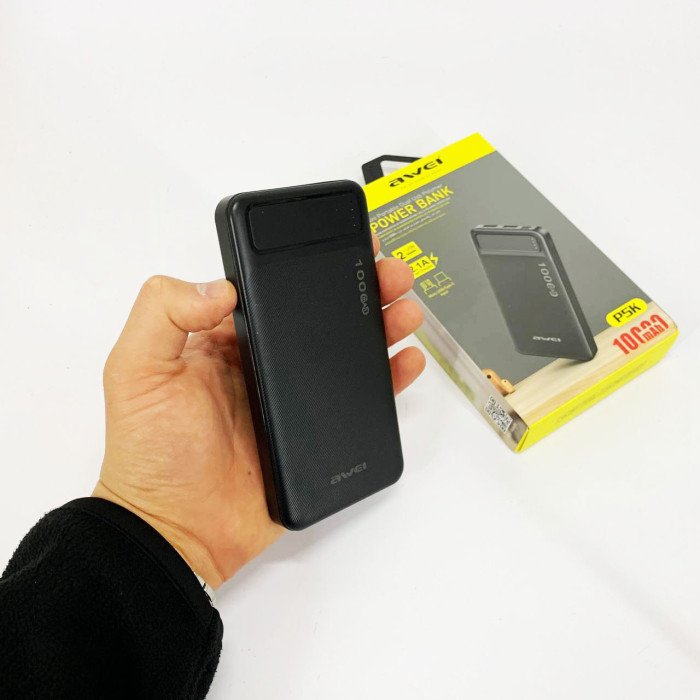 Power Bank Awei P5K 10000 mah Портативне зарядне УМБ 2xUSB чорний