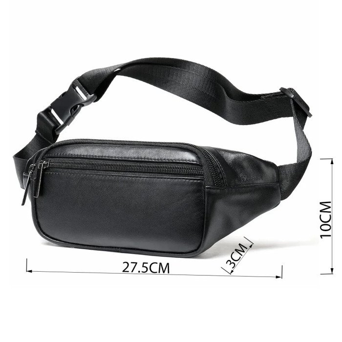 Шкіряна бананка чорна міні – чоловіча та жіноча сумка з натуральної італійської шкіри