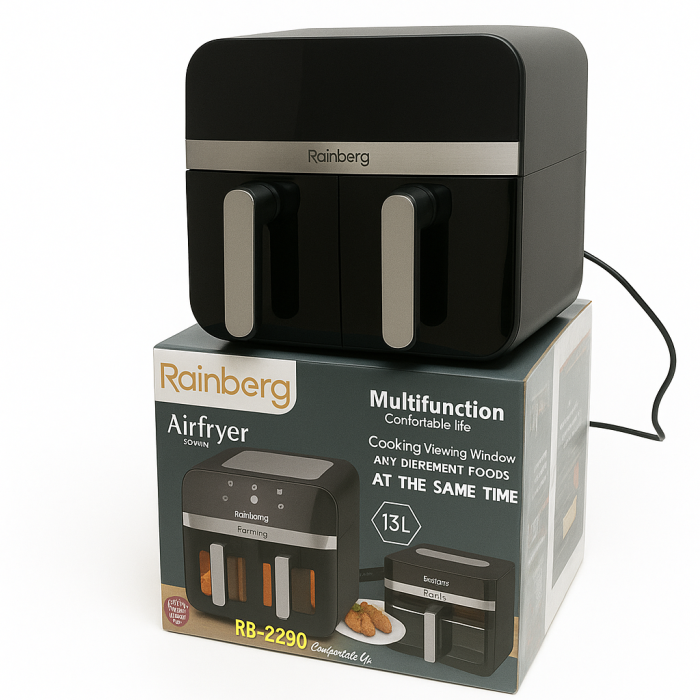 Аерогриль Rainberg RB-2290 4200 Вт 13 л, аерогриль на 2 контейнери, мультипічка, кухонна фритюрниця