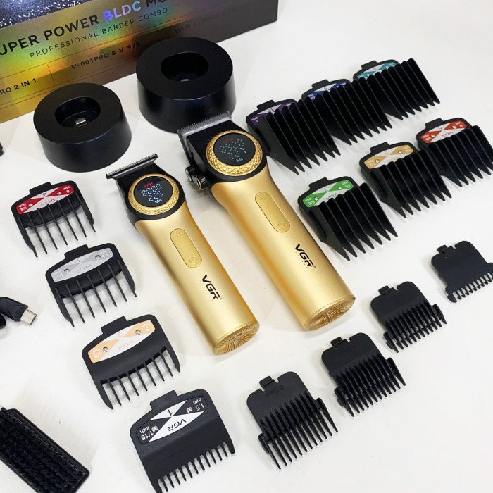 Набір VGR 2 в 1 V-001 V-977 GOLD, акумуляторна машинка для стрижки та триммер. Колір: золотий