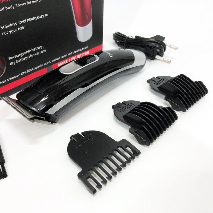 Машинка для стрижки волосся Gemei GM-6046, Практична машинка для стрижки волосся. Колір: чорний