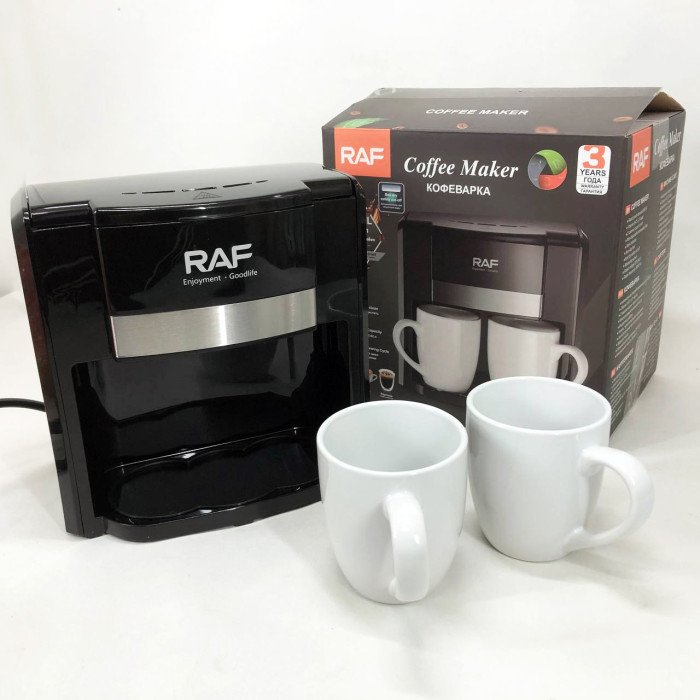 Кавоварка 2 чашки напівавтоматична RAF R.115 650 Вт, Кавова кавоварка електрична для кухні