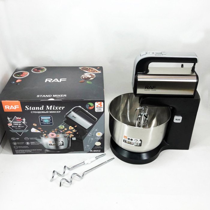 Стаціонарний міксер ручний RAF R.6652 із металевою чашею 3.5 л 1000 Вт