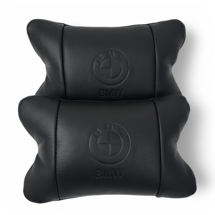 Преміальний набір автоподушок BMW із натуральної шкіри – подушки + брелок