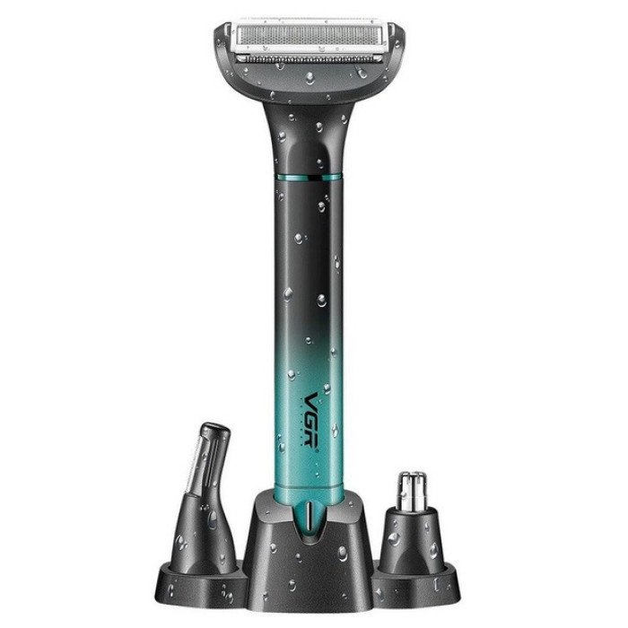 Електробритва 3 в 1 VGR V-625 Акумуляторний триммер для носа, вух, тіла та брів з підставкою