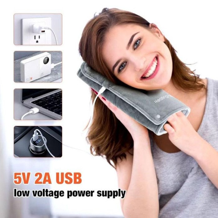 Універсальна електрогрілка від USB 30х50 см електричний термокилимок з підігрівом для рук, ніг та шиї